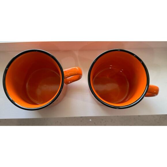 Set of 2 Bulleit Frontier Whiskey Porcelain Ceramic Bourbon Mug Orange/Black - Picture 2 of 2